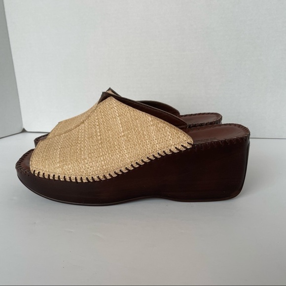 Naturalizer Comfort Tan / Cream Slide on Open Toe Wedge Sandal Size 8.5 - Picture 14 of 14